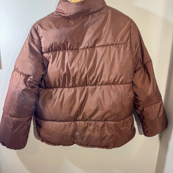 H&M Brown Cropped Puffer Jacket Y2K-Style Puffer (US Kids Size 12 / Women’s XXS) - Picture 2 of 5
